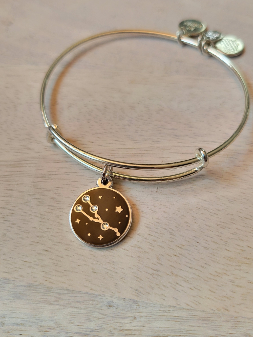Alex and Ani Shiny Silver Taurus Charm Bangle